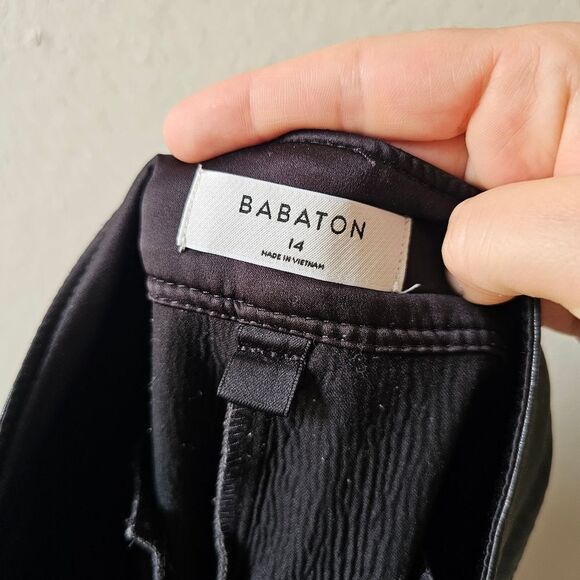 Babaton Black Leather Slacks Pants Size 14 - Picture 4 of 7